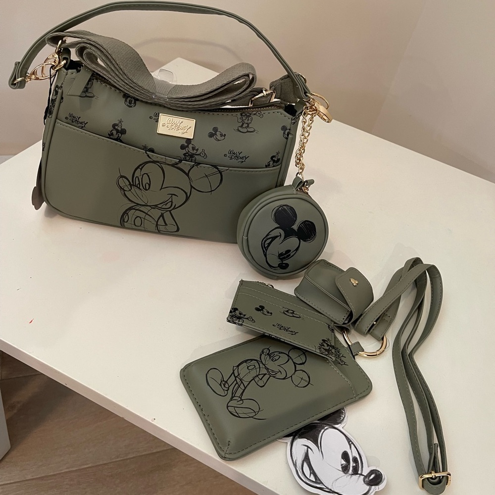Disney Green Crossbody Bag with Mickey Mouse Design
